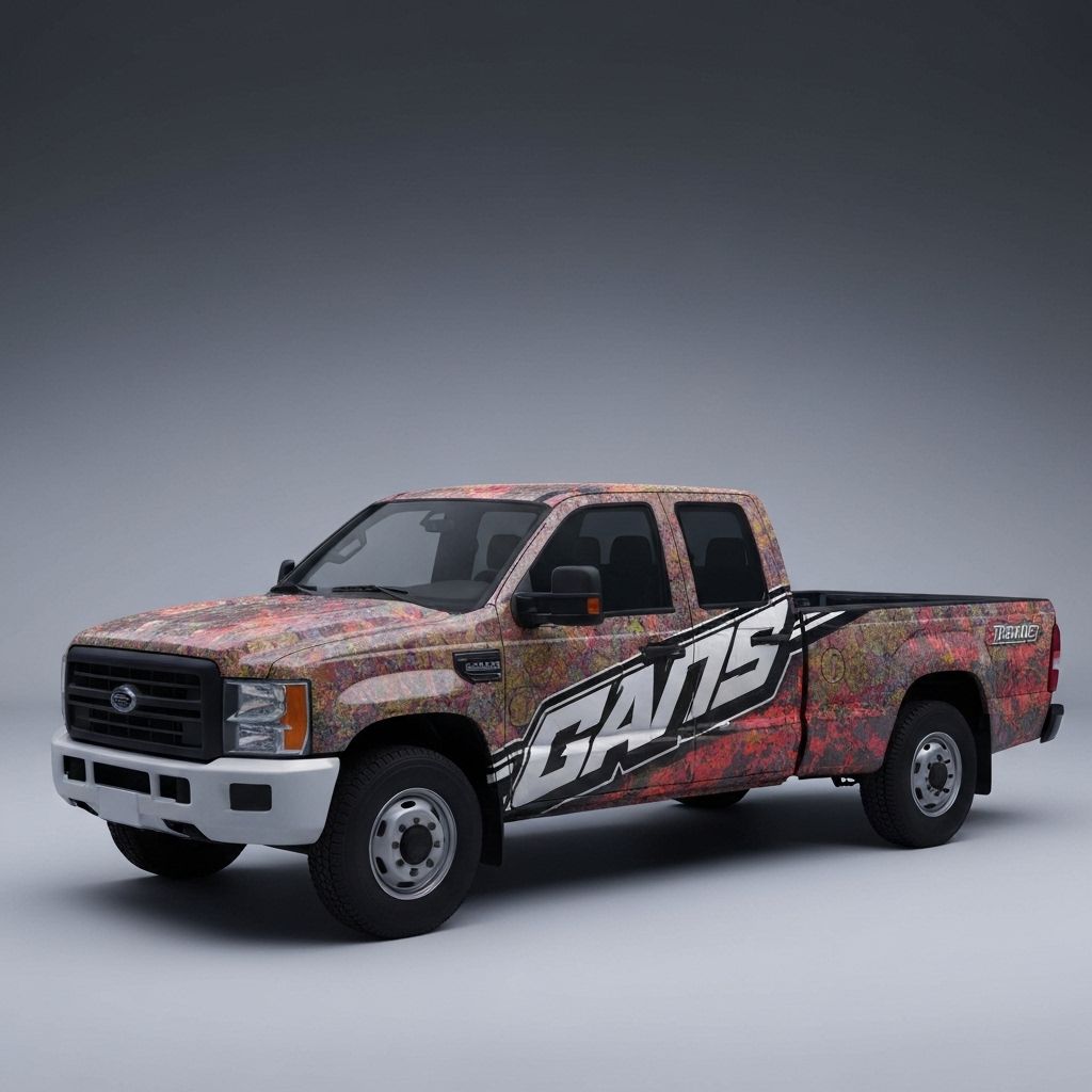 Truck with custom vinyl graphics